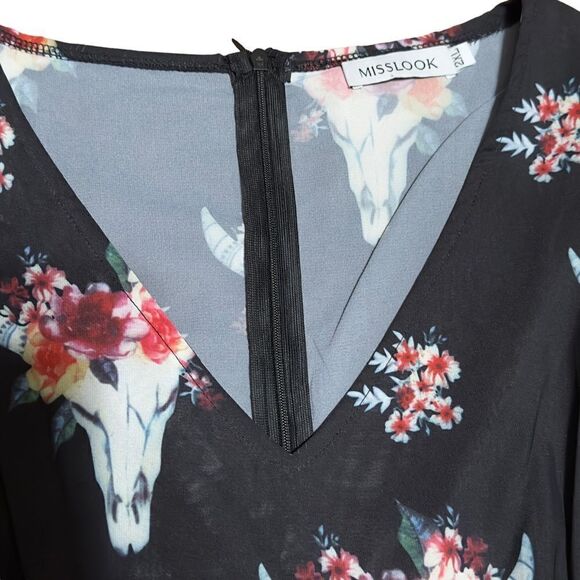 MISSLOOK Black Floral Maxi Dress Size 2XL - Picture 8 of 13